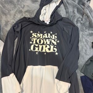 LuLaRoe Small Town Girl Hoodie in Black and Cream